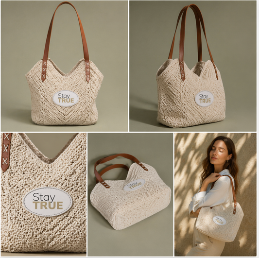 "Stay True" Straw Shoulder Bag: Casual Boho Beach Tote